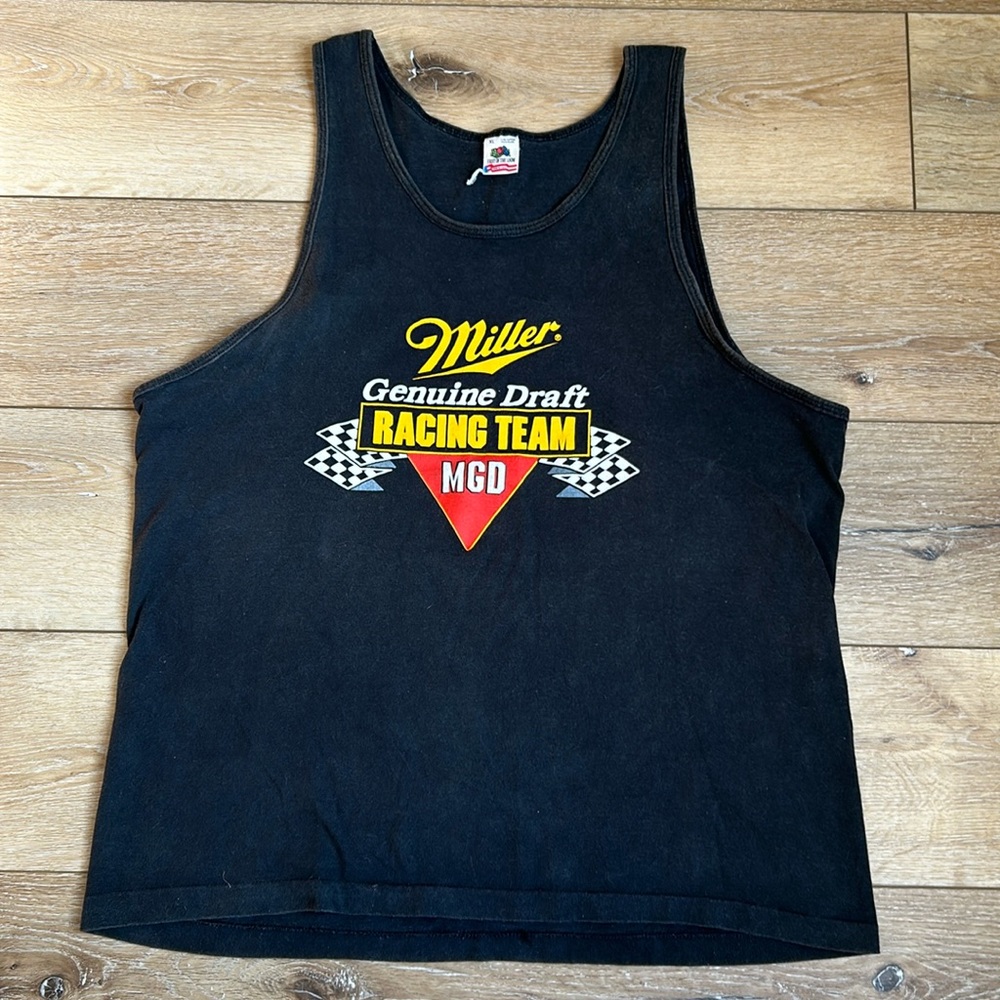 Vintage USA made XL Fruit of The Loom Tank Top Miller Draft Racing Team …
